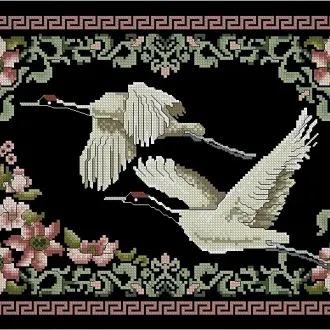 Вышивка Журавли
