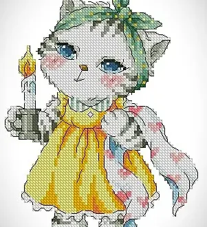 Вышивка Кошечка со свечкой