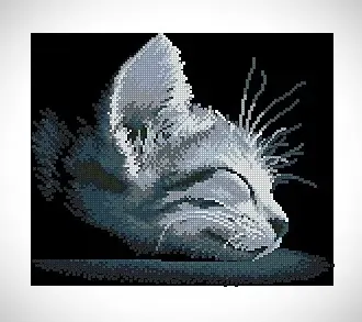 Вышивка Спящий котенок