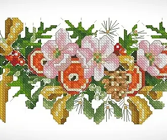 Вышивка  Венок из цветов
