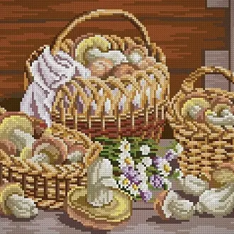 Вышивка Корзины с грибами