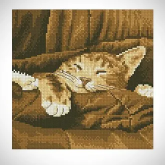 Вышивка Спящий котенок