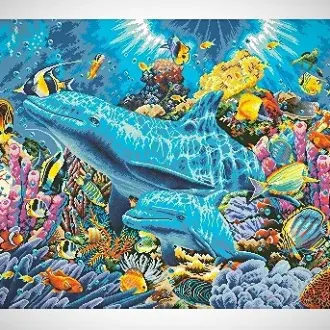 Вышивка Дельфины