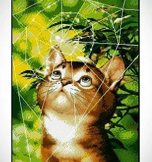 Вышивка Котенок и паутина