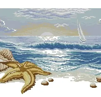 Вышивка Морские звезды на берегу моря