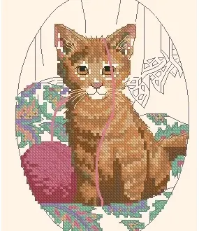Вышивка Котенок и пряжа