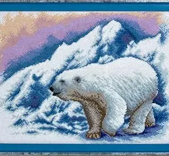 Вышивка  Белый мишка