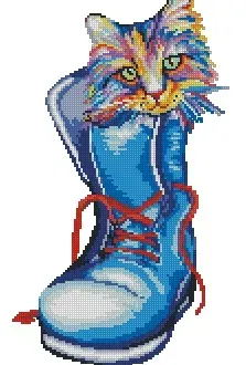 Вышивка Котенок в ботинке