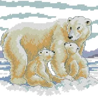 Вышивка Белые мишки с мамой