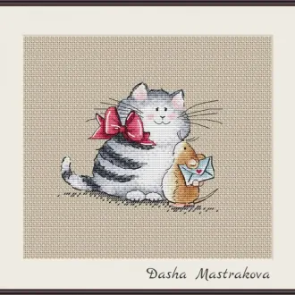 Вышивка Кот и мышка
