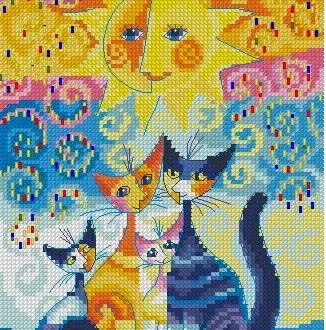Вышивка Котики под солнцем