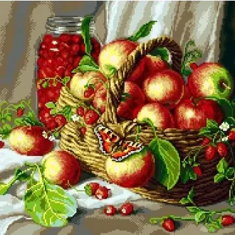 Вышивка Яблоки в корзине