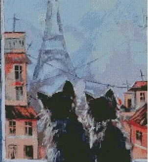 Вышивка Котики в Париже