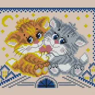 Вышивка Котята с сердцем