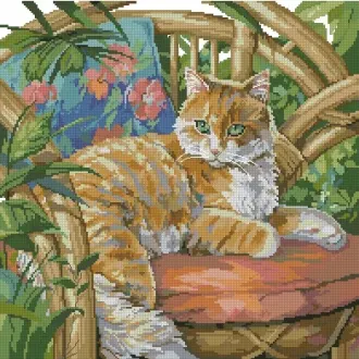 Вышивка Кот лежит на стуле