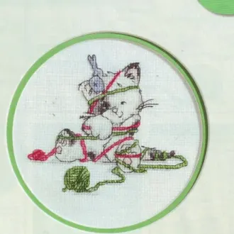Вышивка Котенок и клубок