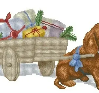 Вышивка Новогодний Щенок с подарками