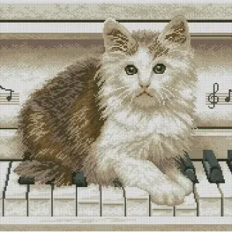 Вышивка Котенок на пианино