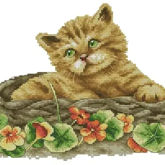 Вышивка Лежачий котенок
