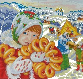 Вышивка Девочка с бубликами