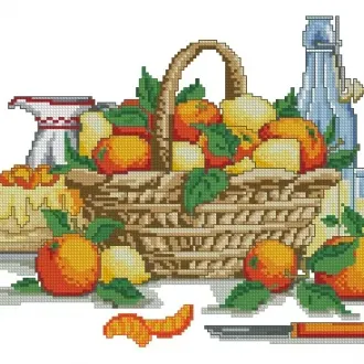 Вышивка Апельсины в корзине