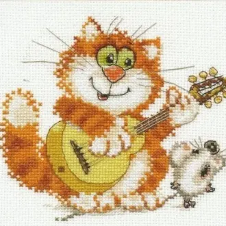 Вышивка Кот музыкант