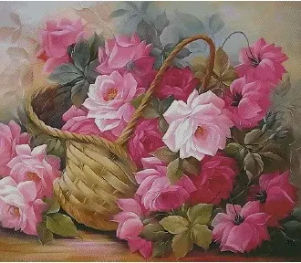 Вышивка Розы в корзине