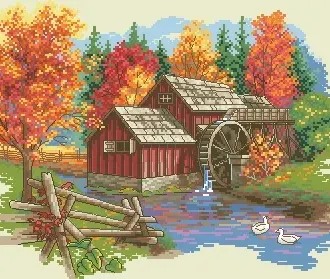 Вышивка Водяная мельница