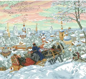 Вышивка Прогулки в санях