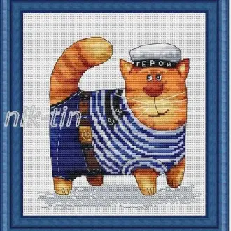 Вышивка Кот моряк