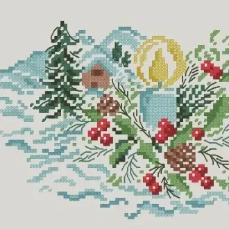 Вышивка Свеча и ягоды