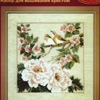 Вышивка Пионы и птицы