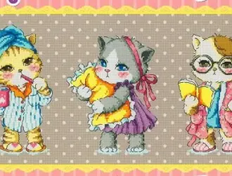 Вышивка Кошечки с подушками