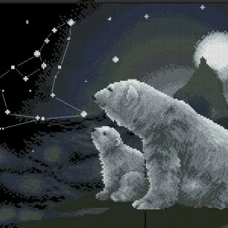 Вышивка Белая медведица  и медвежонок