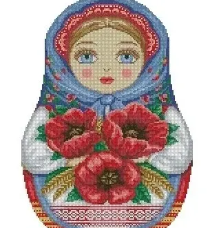 Вышивка Матрешка с маками
