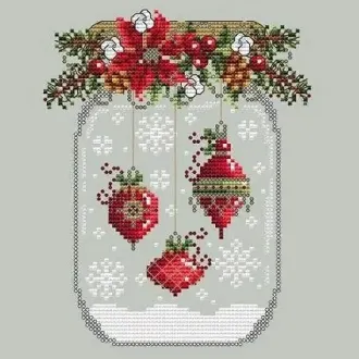 Вышивка Ёлочные игрушки в банке