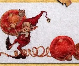 Вышивка Гном и елочная игрушка