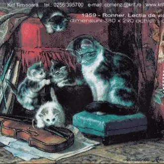 Вышивка Кошка и котята