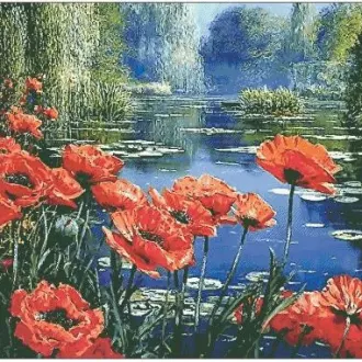 Вышивка Маки у воды