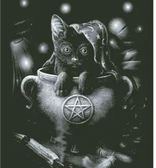 Вышивка Кошка кольдунья