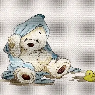 Вышивка Мишка под пледом