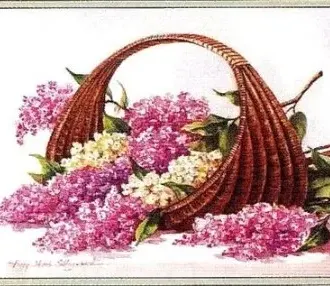 Вышивка Корзина сирени