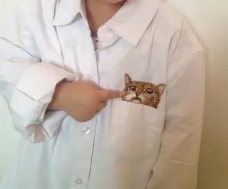 Вышивка Кот в кармане