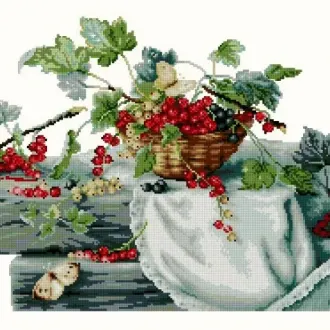 Вышивка Рябина в корзине