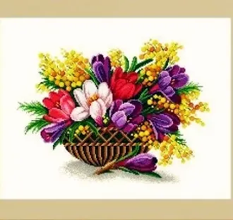 Вышивка Цветы в корзине