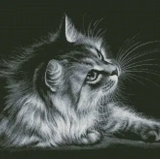 Вышивка Кошечка с мотыльком