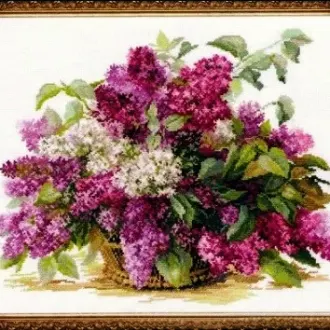 Вышивка Корзина с сиренью