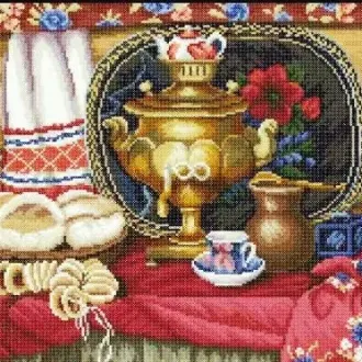 Вышивка Чай с самоваром