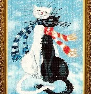 Вышивка Два кота