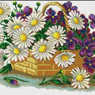Вышивка Ромашки в корзине